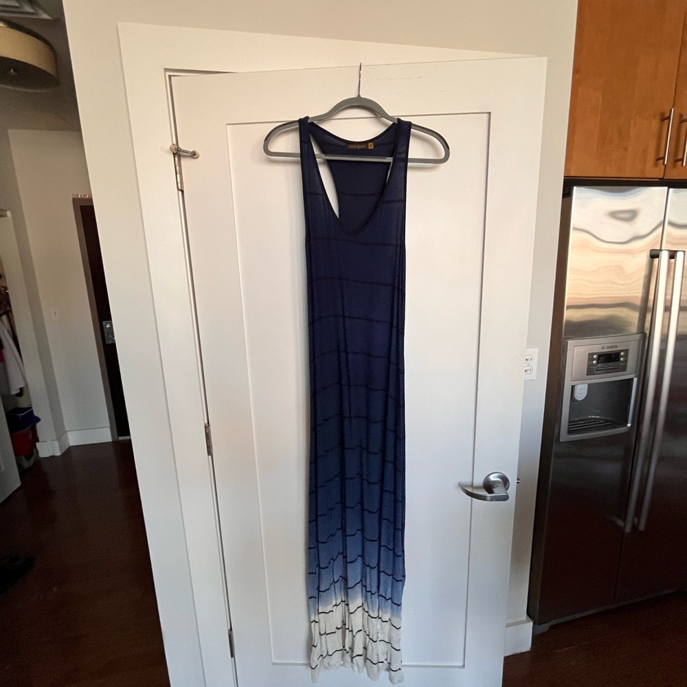Navy and White Ombre Maxi Dress